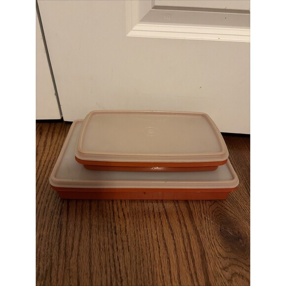 Vintage Tupperware Deli Keeper Meat Bacon Containers Lot Of 2 With Lid 794 & 816 - Picture 1 of 3